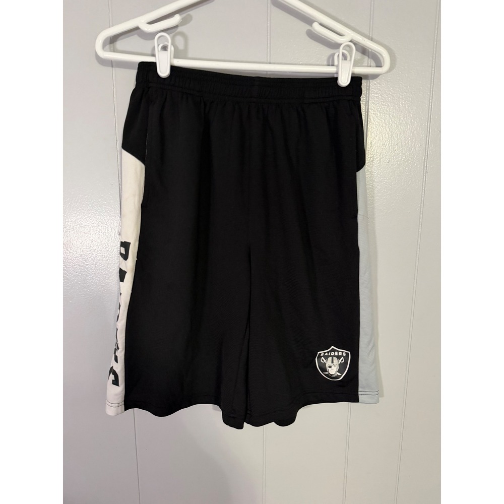 Las Vegas Raiders Shorts Youth XL Black NFL Football Mesh NFL Team Apparel EUC
